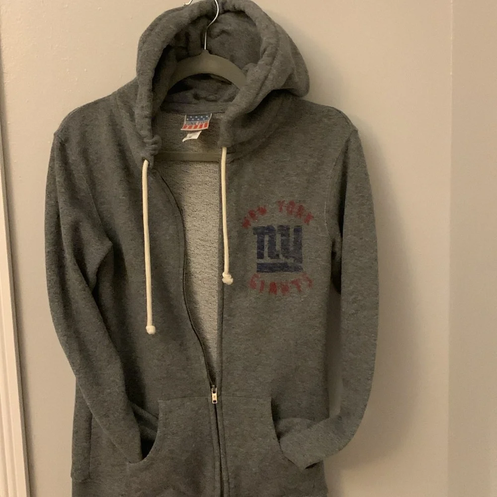 NY Giants NFL football team gray hoodie with zipper and pockets. Worn once/twice - Picture 1 of 5